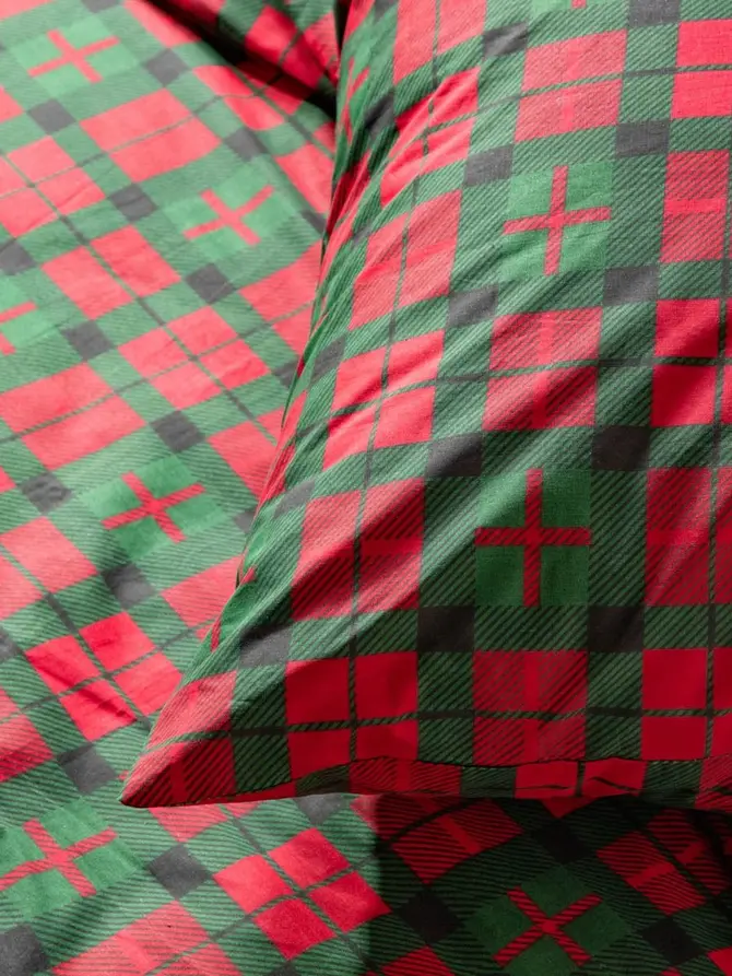Pościel EC TARTAN bawełniana w kratę 160x200 + 2*70x80 cm