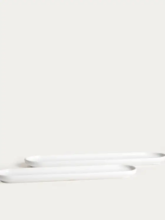 Zestaw półmisków BERGO porcelanowych białych 41x10,5 cm, 36x9 cm 2 szt.