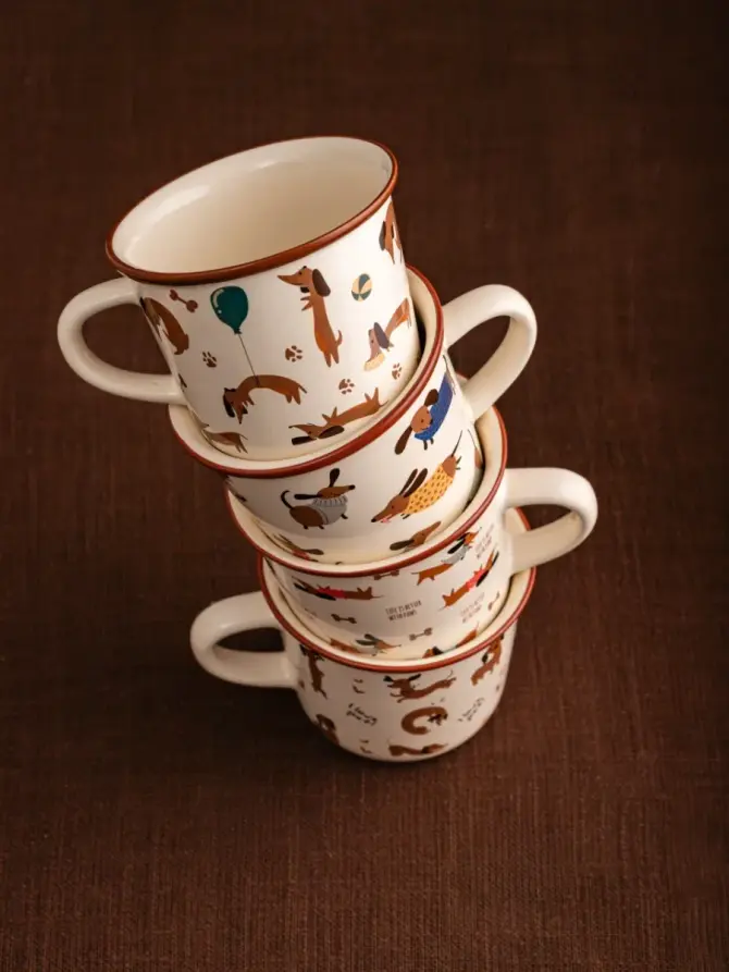 Kubek BOOP porcelanowy w jamniki z serduszkami 0,3 l