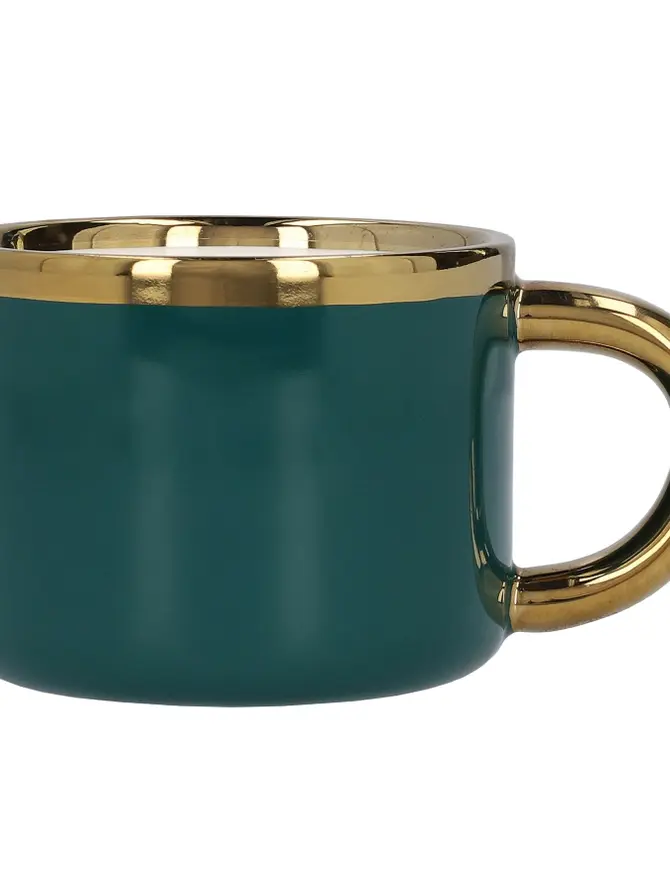 Filiżanka ze spodkiem i łyżeczką SINNES porcelanowa szmaragdowa 0,20 l
