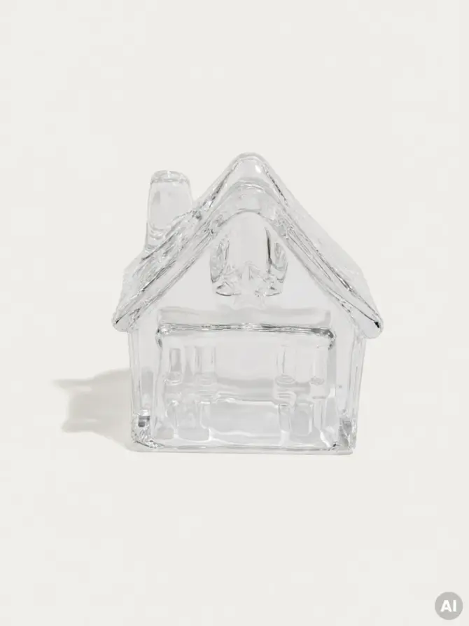 Świecznik GLASSI domek szklany 6,6x5x7,3 cm
