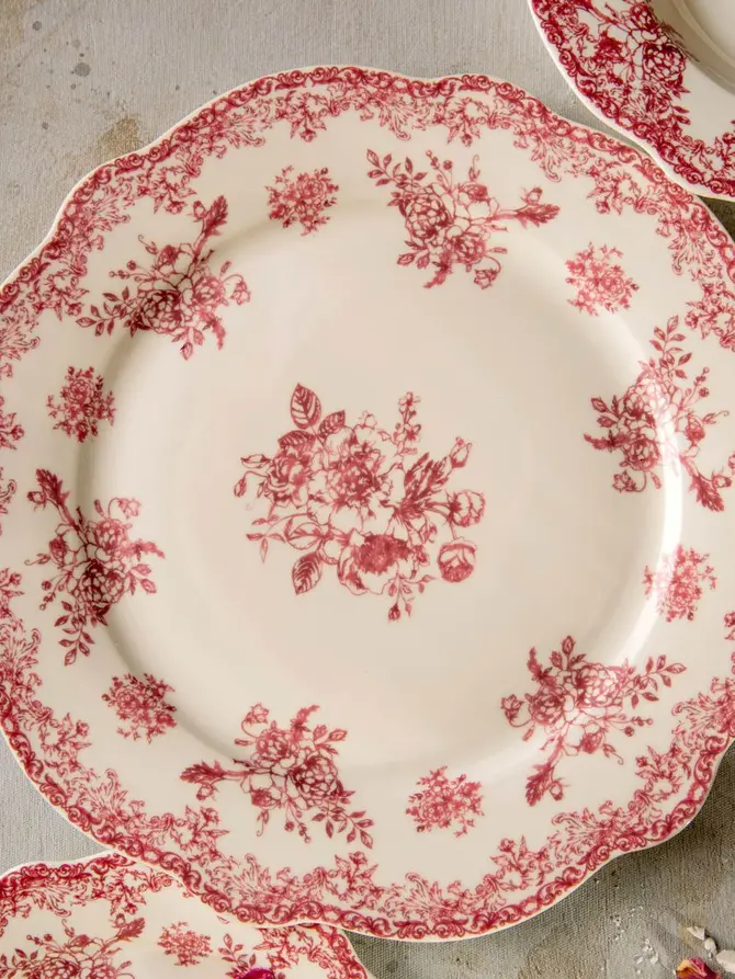 Talerz LOURRY porcelanowy obiadowy czerwony 27 cm