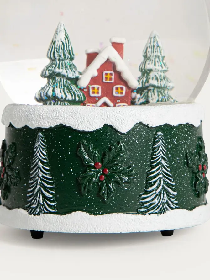 Kula śnieżna RONIE z czerwonym domkiem z pozytywką 10x13,6 cm