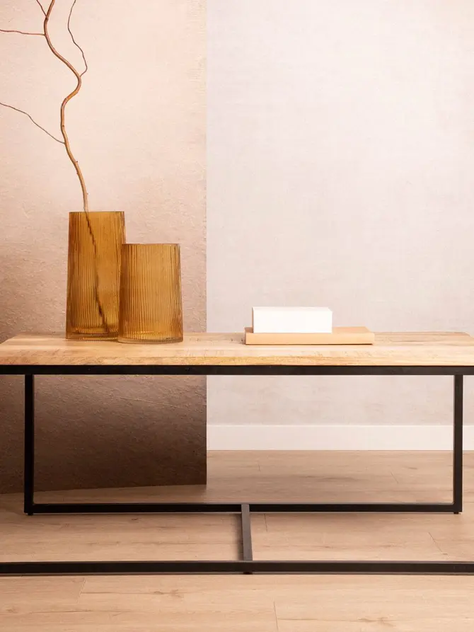 Stolik kawowy MAYA lite drewno mango + metal 110x60x45cm