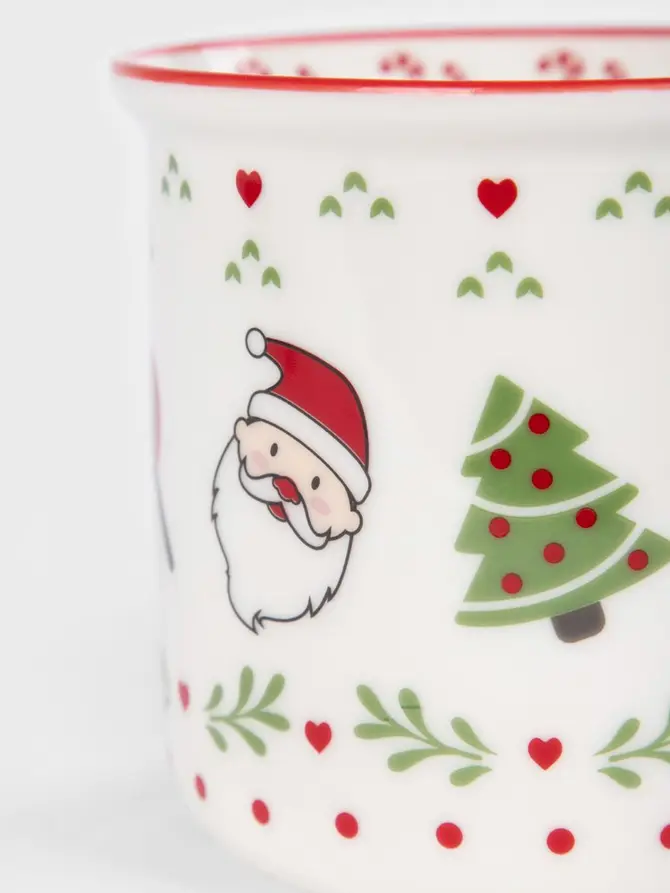 Kubek UNIS porcelanowy z ciastkiem i czerwonym uchem 0,4 l