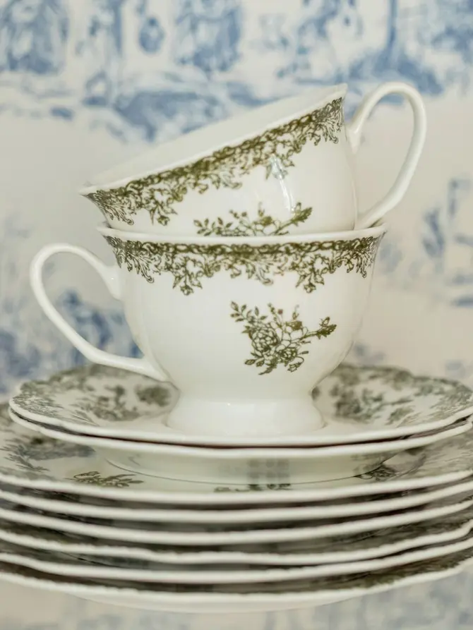 Filiżanka ze spodkiem LOURRY porcelanowa zielona 0,2 l