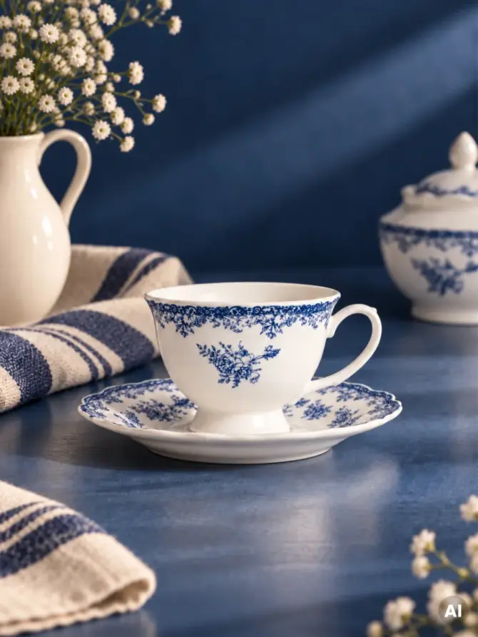 Filiżanka ze spodkiem LOURRY porcelanowa granatowa 0,08 l