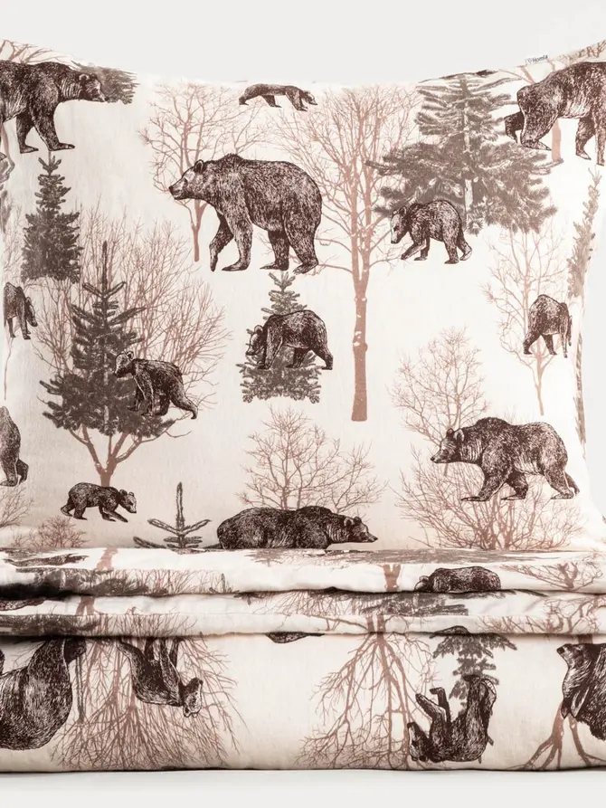 Pościel URSO flanelowa w niedźwiedzie 220x200 + 2*70x80 cm