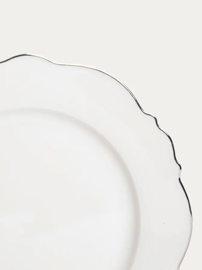 Talerz ELORIA porcelanowy obiadowy ze srebrnym rantem 27 cm