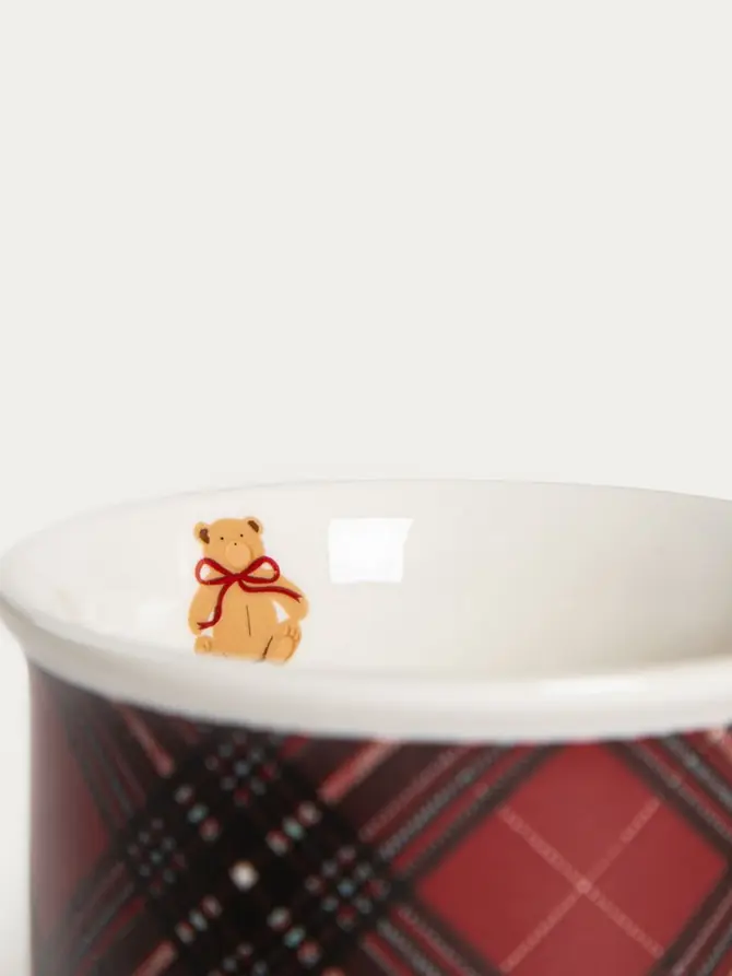 Kubek NALLAR porcelanowy w czerwoną kratę 0,16 l