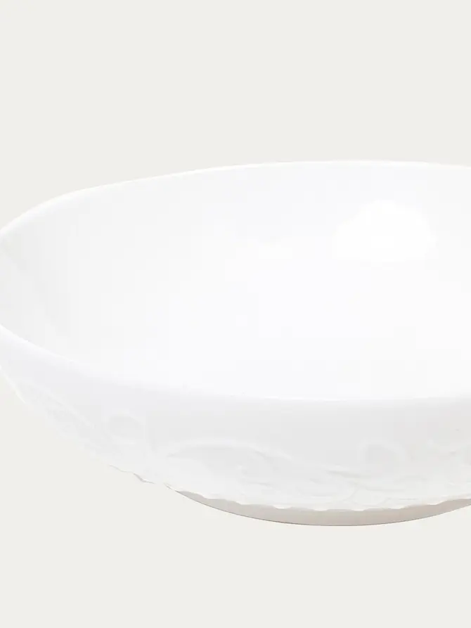 Talerz SYLIA porcelanowy głęboki biały z ornamentem 20 cm