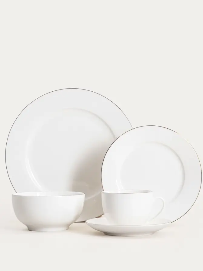 Talerz AUROO porcelanowy obiadowy ze złotą obwódką 26,5 cm