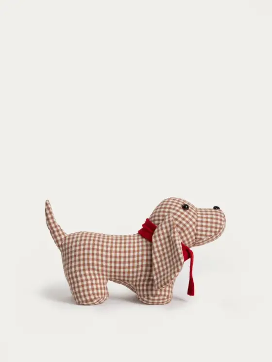 Skrzat GENESIS pies w kratę brązowy 34x14x19 cm