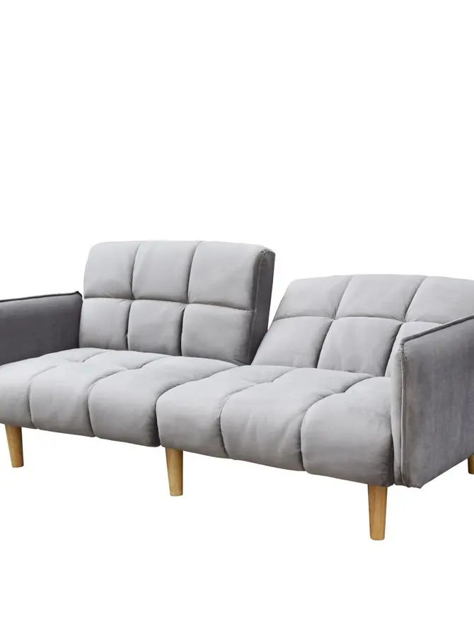 Sofa SONUS 3-osobowa, z funkcją spania, welurowa szara 195x91x83 cm