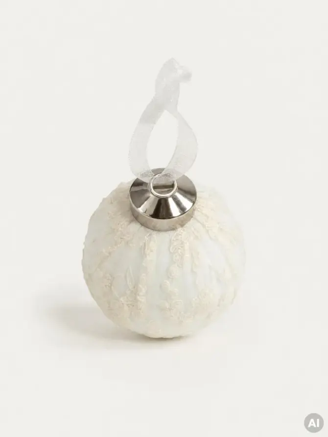Zestaw bombek BRILLIA koronkowe kremowe 16x8 cm
