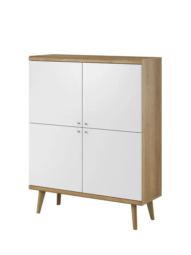 Komoda PRIMO dąb riviera biały 107x40x134 cm