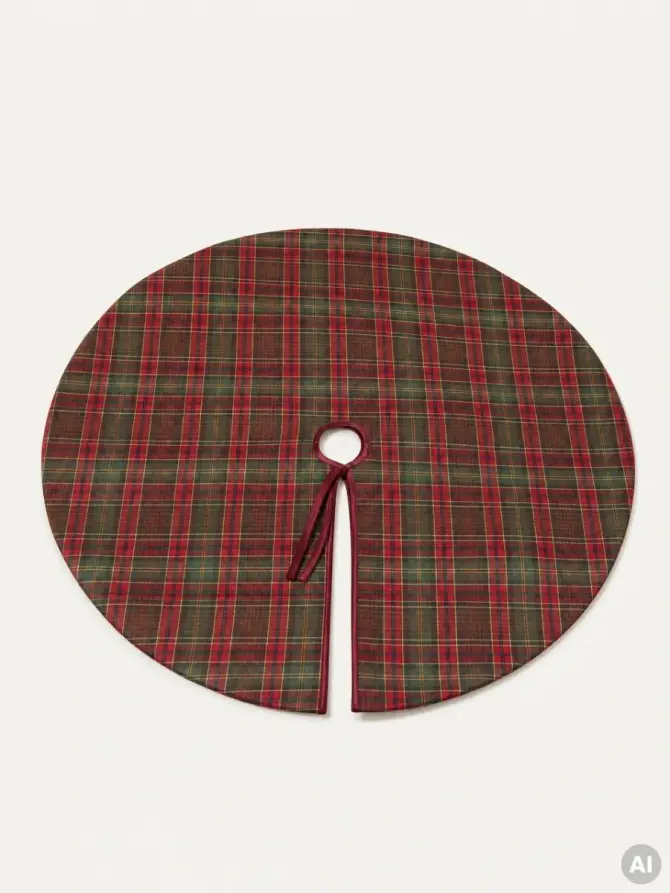 Mata choinkowa TARTAN czerwona 120 cm