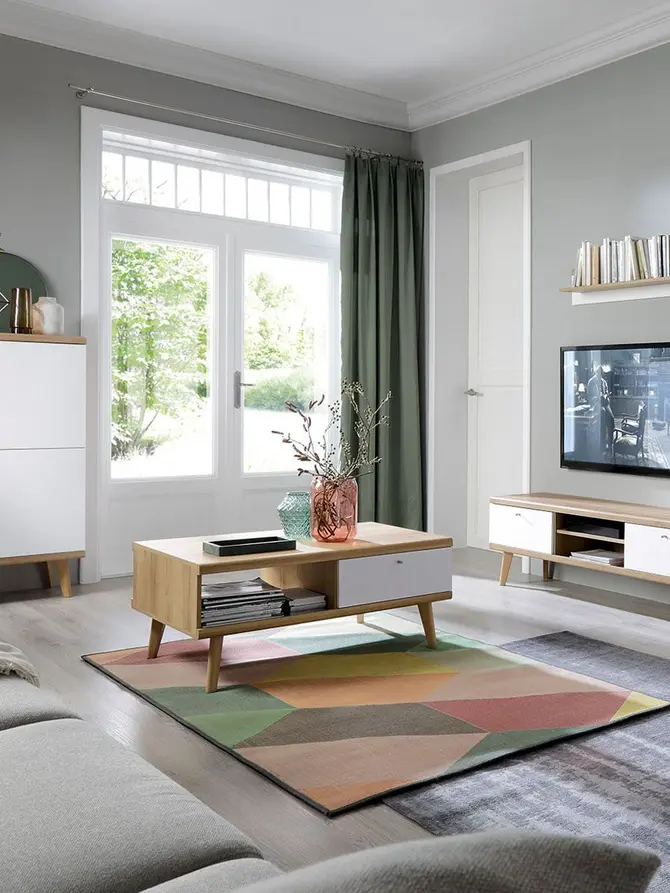 Komoda PRIMO dąb riviera biały 107x40x134 cm