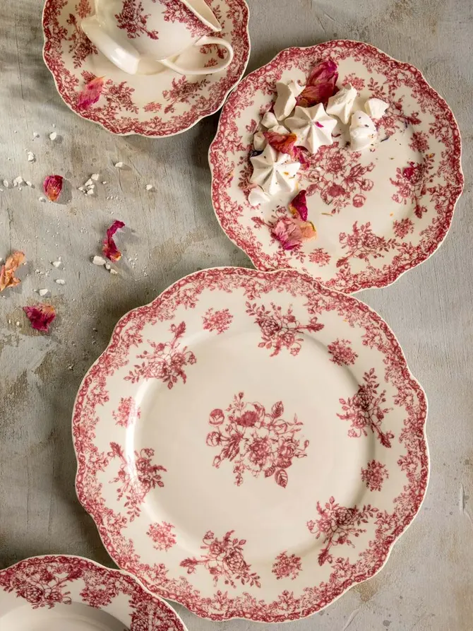 Talerz LOURRY porcelanowy obiadowy czerwony 27 cm