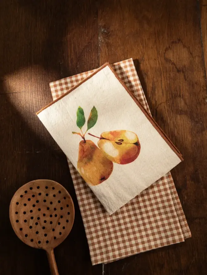 Zestaw ścierek kuchennych SKORD bawełnianych ze wzorem gruszki 2*45x65 cm