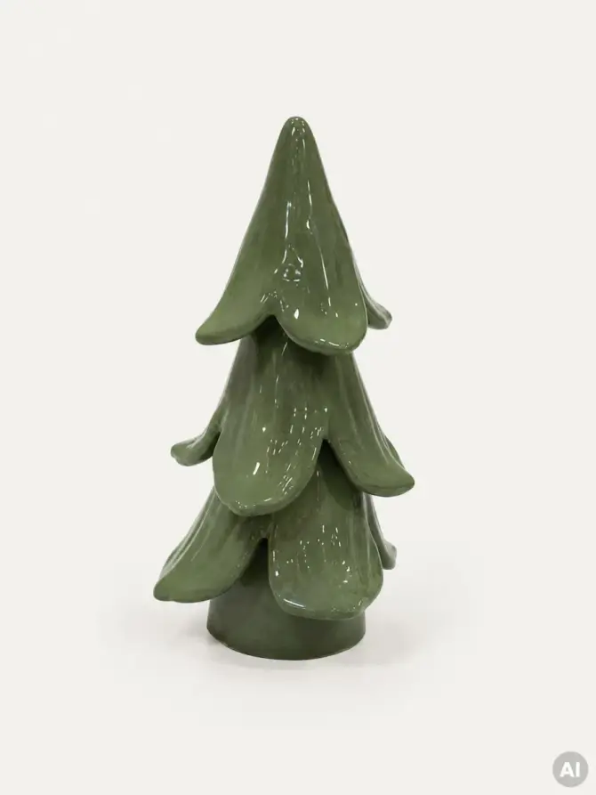 Dekoracja FROZA ceramiczna choinka zielona 11x11x18 cm