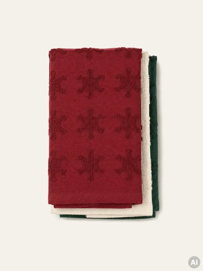 Zestaw ręczników SNOWFLAKE ze świątecznym motywem 30x50 cm