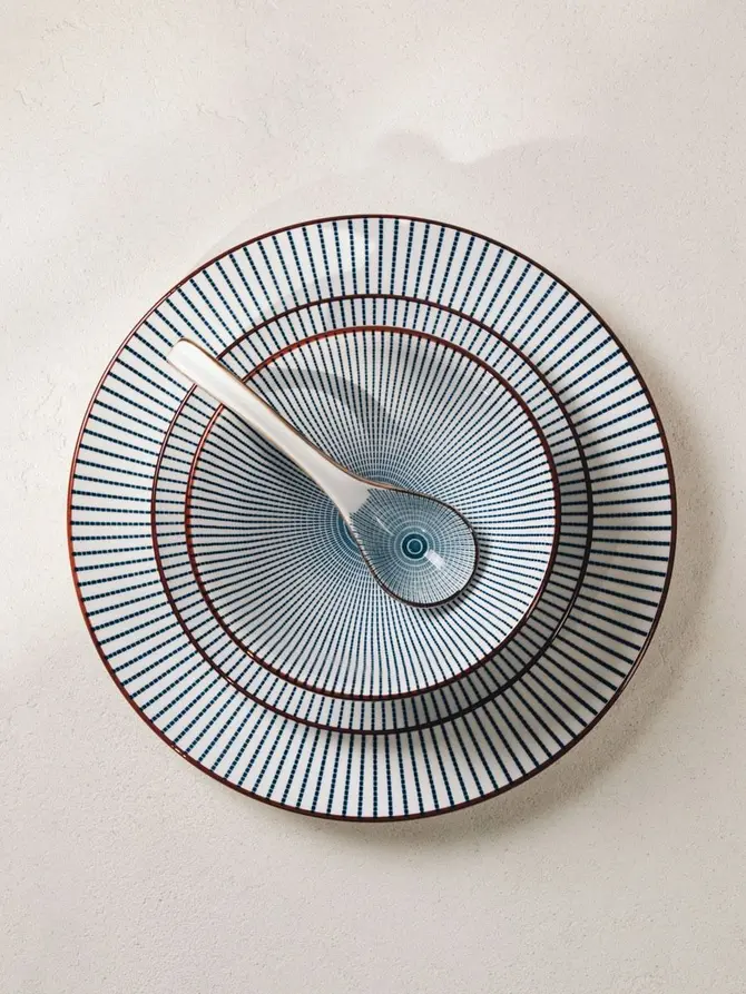 Miska NAVIA porcelanowa granatowa z brązową obwódką 15 cm