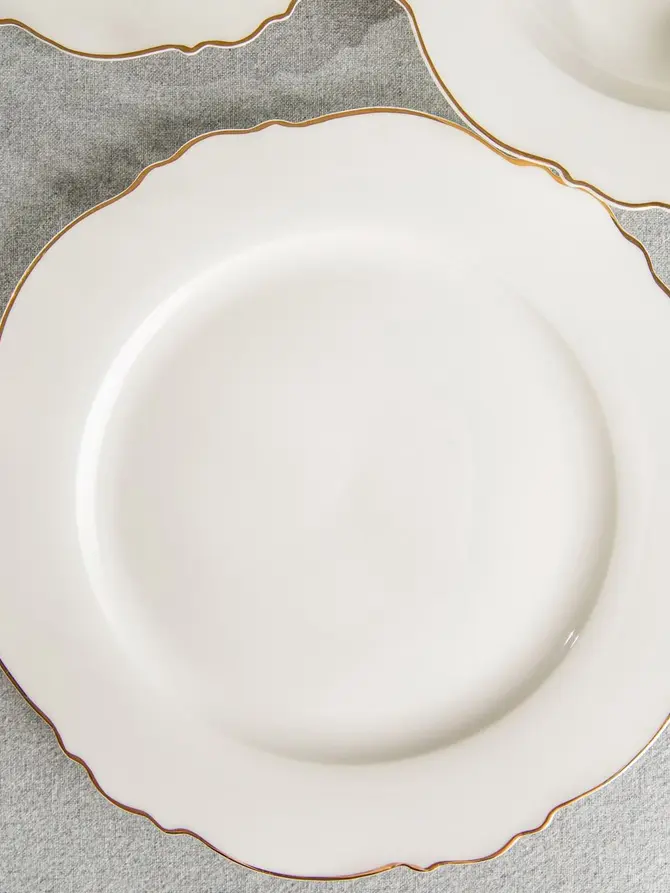 Talerz ELORIA porcelanowy obiadowy ze złotym rantem 27 cm