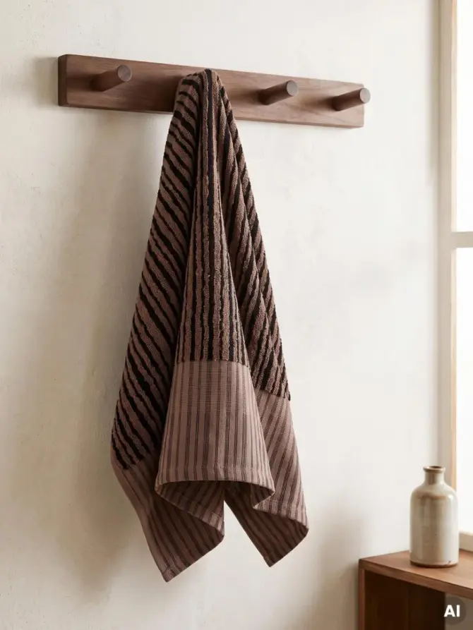 Ręcznik DEMI w brązowo-czarne paski 50x90 cm
