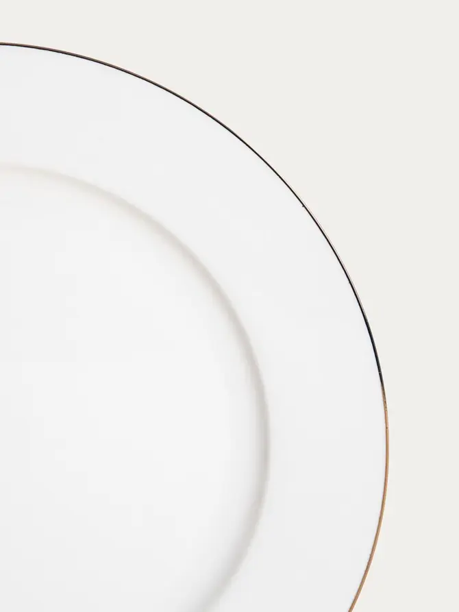 Talerz AUROO porcelanowy obiadowy ze złotą obwódką 26,5 cm