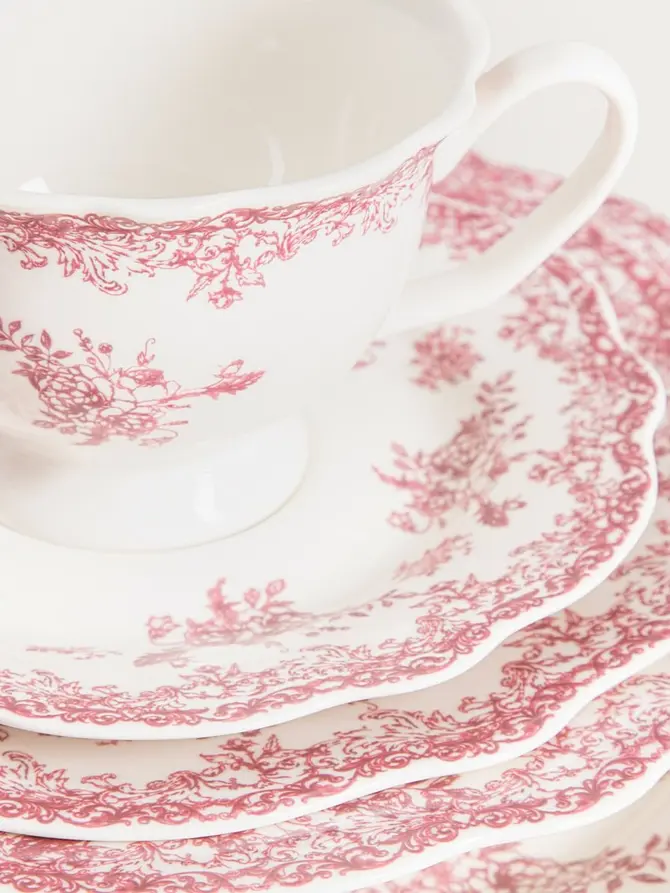 Filiżanka ze spodkiem LOURRY porcelanowa czerwona 0,2 l