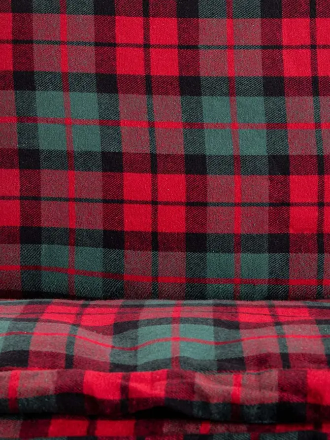 Pościel TARTAN flanelowa z barwionych nici w kratę 160x200 + 2*50x60 cm