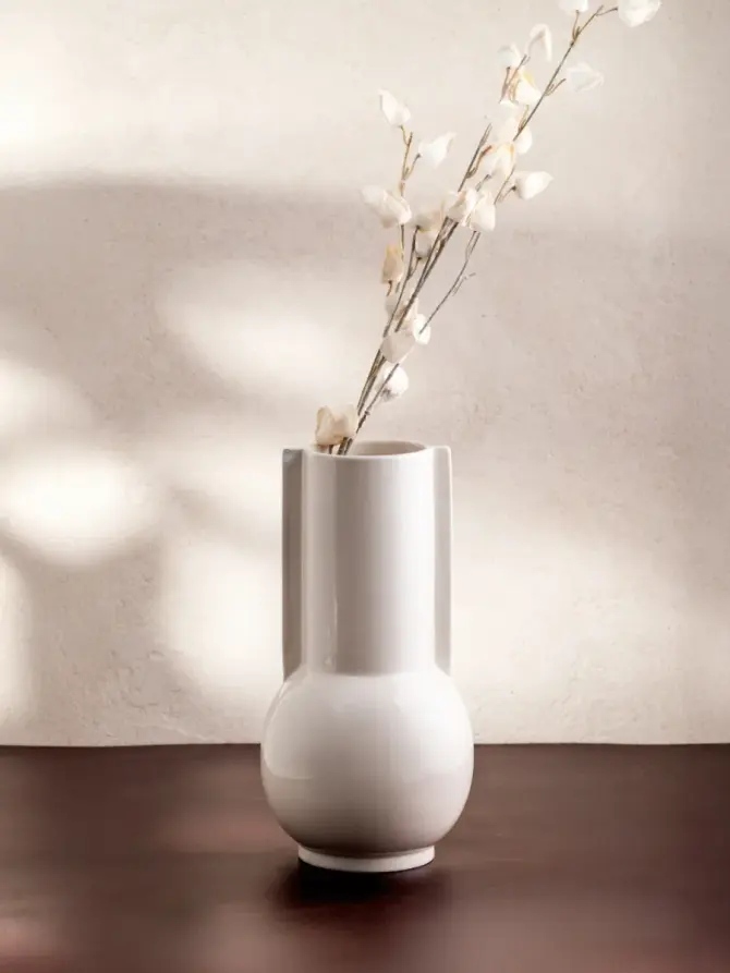 Wazon OPHIRA ecru ceramiczny 15,7x30,4 cm