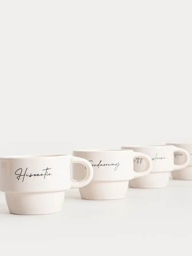 Zestaw kubków VITI porcelanowych z napisami 4 szt.