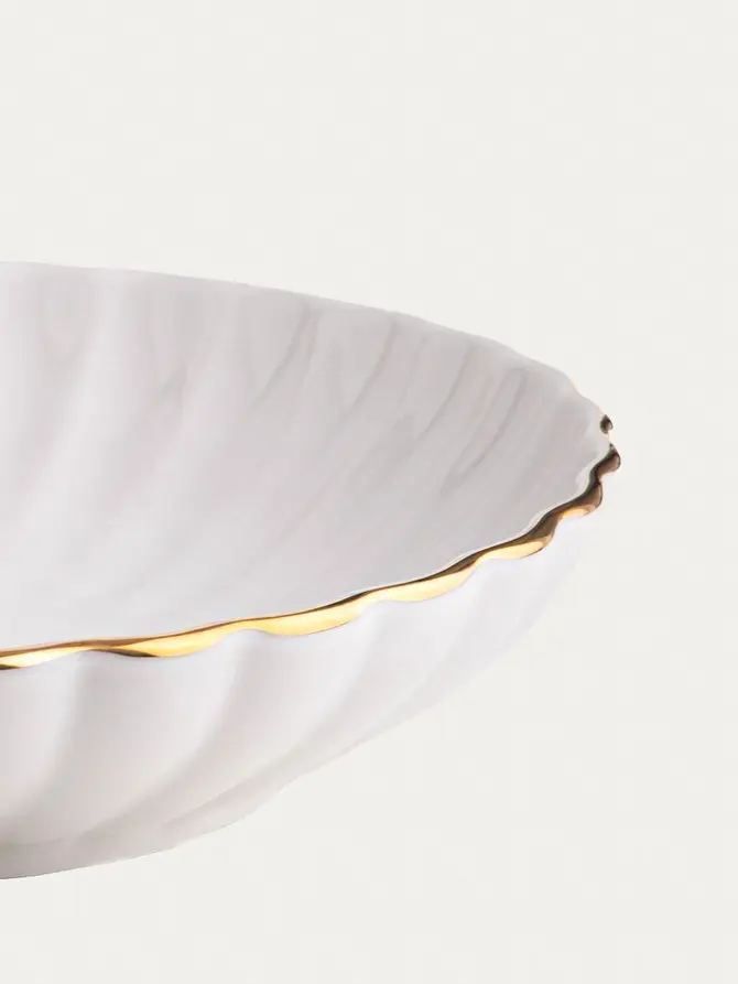 Talerz MELIDA porcelanowy głęboki ze złotą obwódką 20 cm