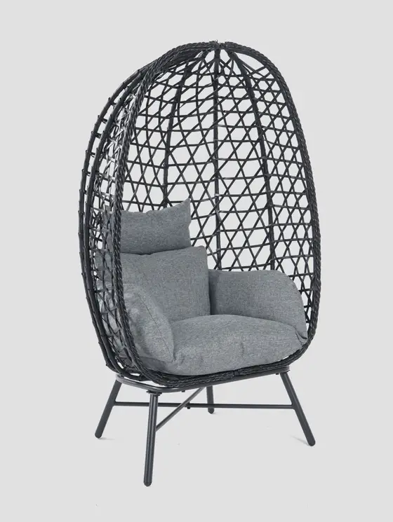 Fotel PARAISO Czarny z szarą poduszką 85x67x144 cm