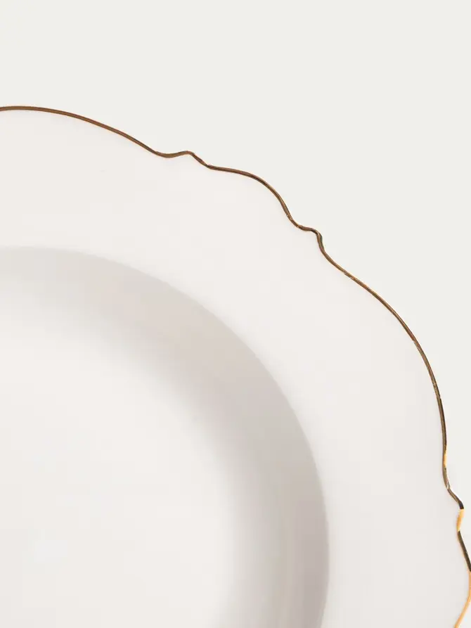 Talerz ELORIA porcelanowy głęboki ze złotym rantem 21 cm