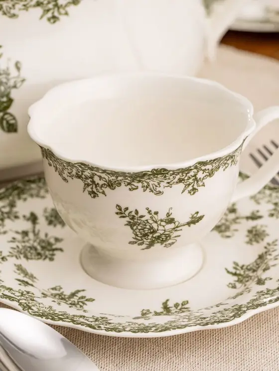 Filiżanka ze spodkiem LOURRY porcelanowa zielona 0,2 l