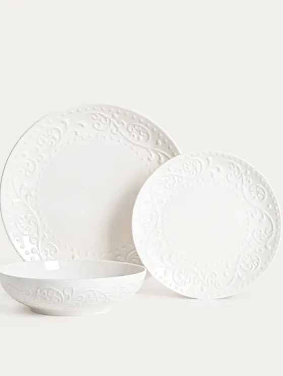 Zestaw talerzy SYLIA porcelanowy z ornamentem 18 el