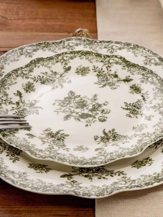 Talerz LOURRY porcelanowy deserowy zielony 19 cm