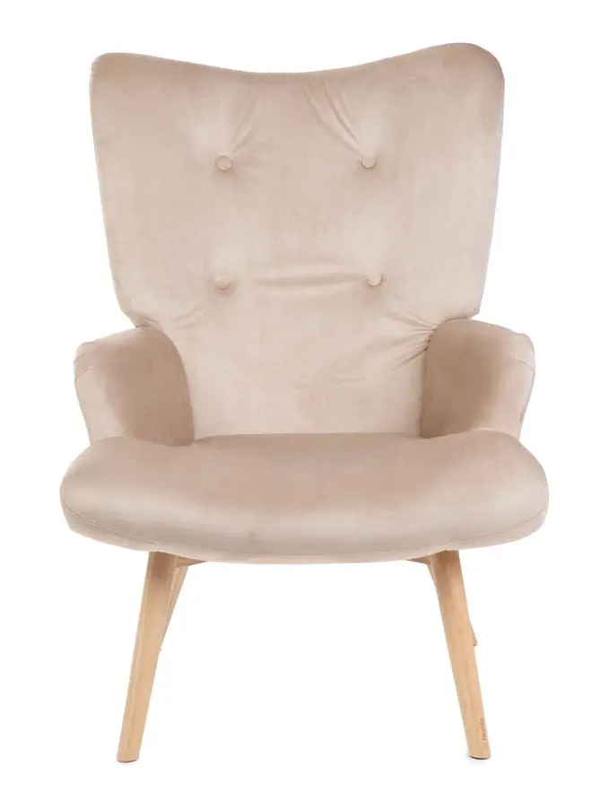 Fotel MOSS welurowy beżowy 70x55x95 cm