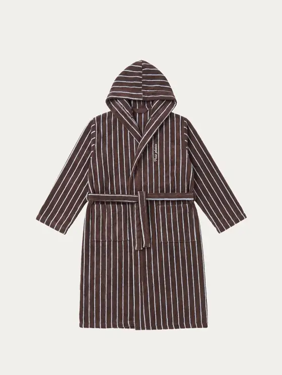 Szlafrok MON PARIS brązowy w niebieskie paski L/XL