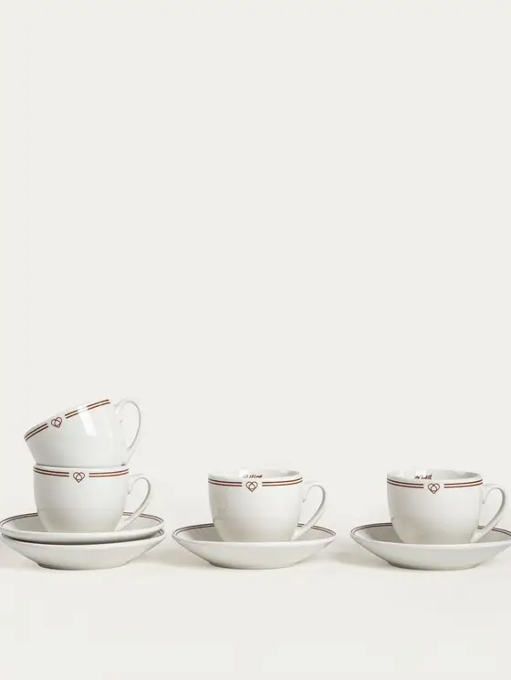 Zestaw filiżanek ze spodkiem PATISSERIE porcelanowych małych, 0,1 l 4 szt.