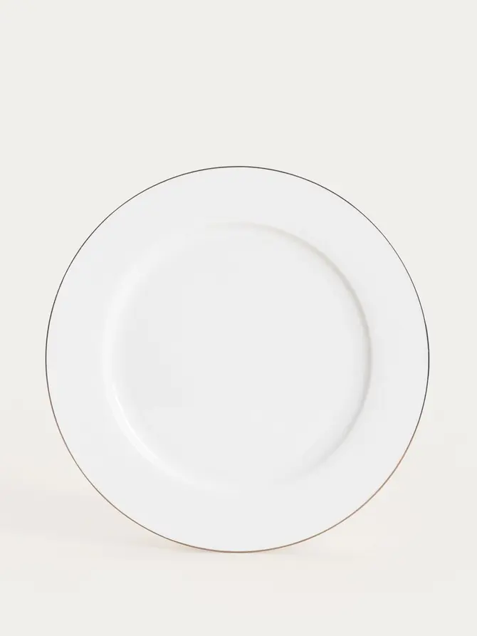 Talerz AUROO porcelanowy obiadowy ze złotą obwódką 26,5 cm