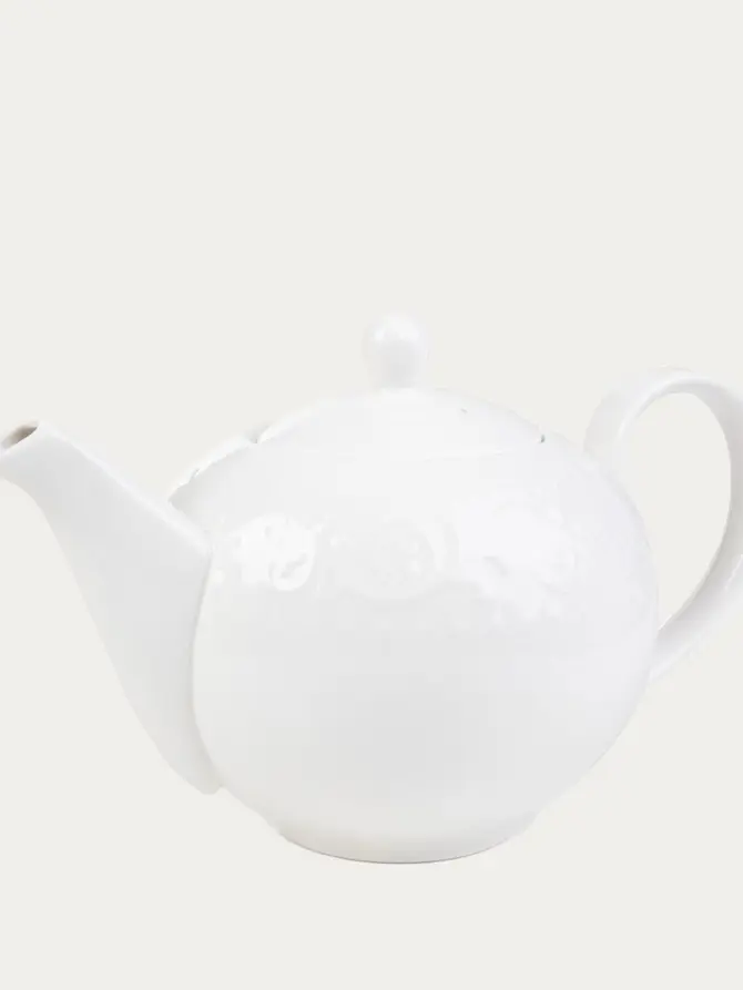 Dzbanek SYLIA porcelanowy biały z ornamentem 1 l