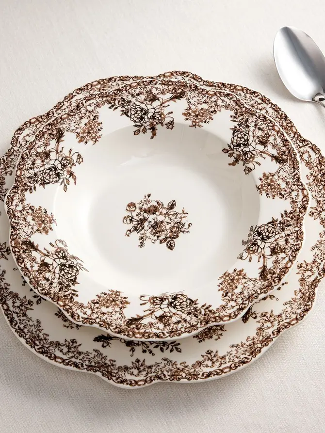 Talerz LOURRY porcelanowy głęboki brązowy 22 cm