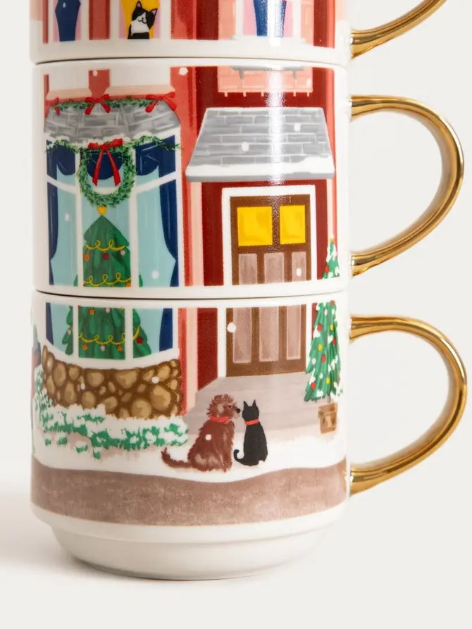Zestaw kubków VELISSE porcelanowych piętrowanych różowych 4 szt. 0,2 l