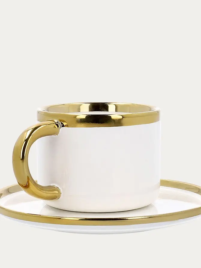 Filiżanka ze spodkiem i łyżeczką SINNES porcelanowa biała 0,20 l
