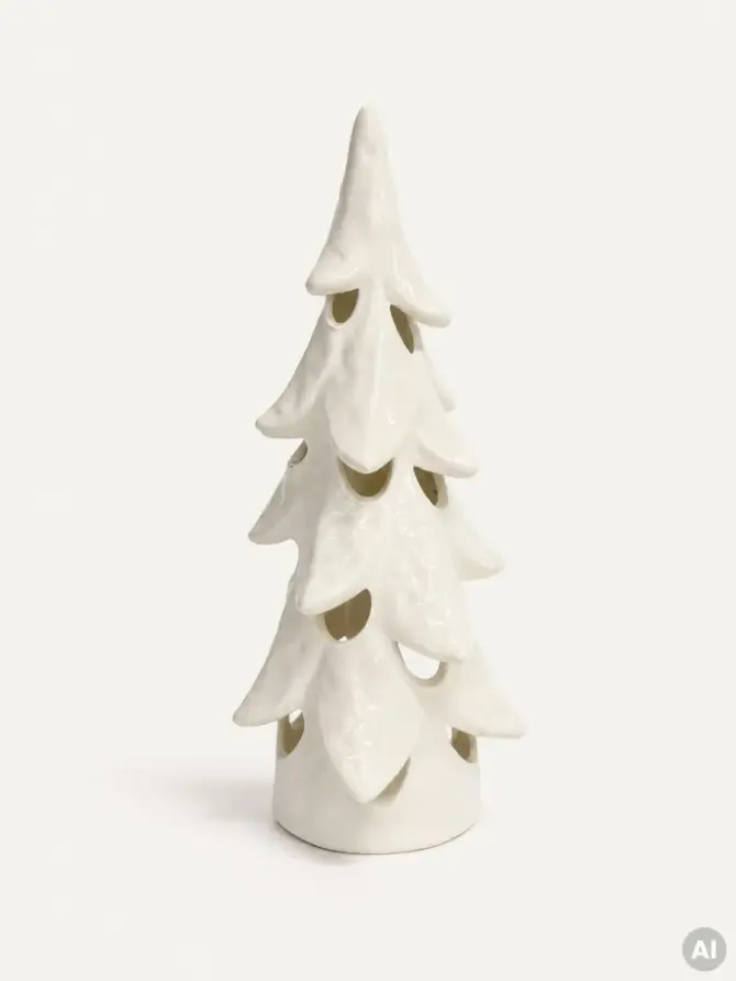 Dekoracja stojąca KANIA choinka ceramiczna LED 13,3x13x29 cm