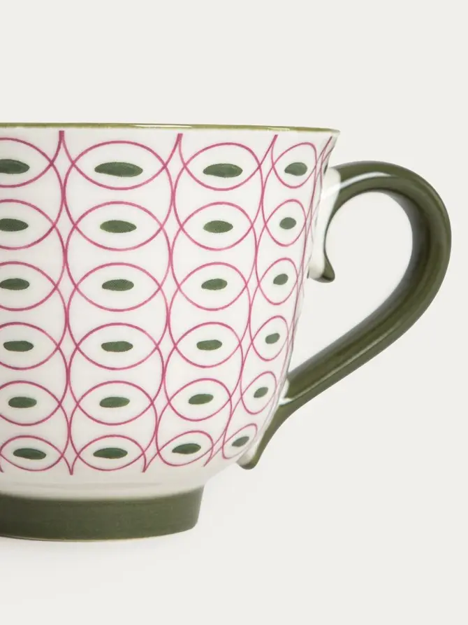 Kubek KIVO porcelanowy różowo-zielony 0,4 l
